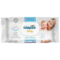 Салфетки влажные детские Ultra Compact Крем-лосьон Sensitive №72 с крышечкой